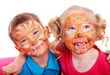 Children  with paint of face. Make up.