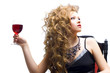 Beautiful woman with glass red wine