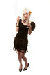 Retro woman with white hair