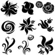 Set of black flower design elements