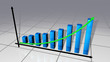 Bars and curve business chart that go up