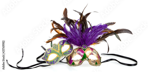 Photo: Mardi gras masks on a white background Mardi gras masks on a white background