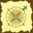 Detailed compass on a scrap of map background