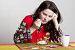 concept of sick woman eating vitamins/medication