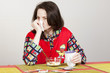 Sick woman eating vitamins