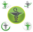 Ensemble d'Icones Pharmacie - Caducée Vert et gris