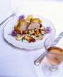 Pork fillet with potato crust, mushrooms and chives