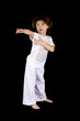 Small girl making karate hit Small girl making karate hit