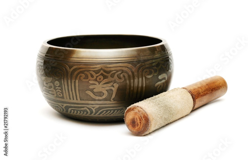 Photo: Tibetian singing bowl isolated Tibetian singing bowl isolated