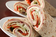 Tortillas with ham, cheese, tomatoes, cucumber and cabbage Tortillas with ham, cheese, tomatoes, cucumber and cabbage