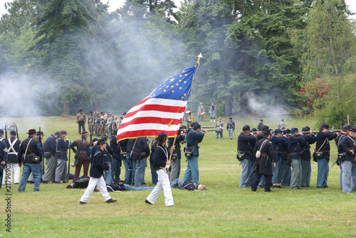 Photo: Union color guard displays the flag Union color guard displays the flag