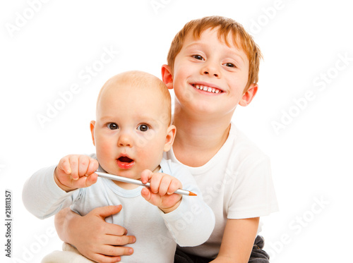 Photo: Brothers embracing Brothers embracing