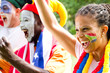 sports fans cheering excitedly
