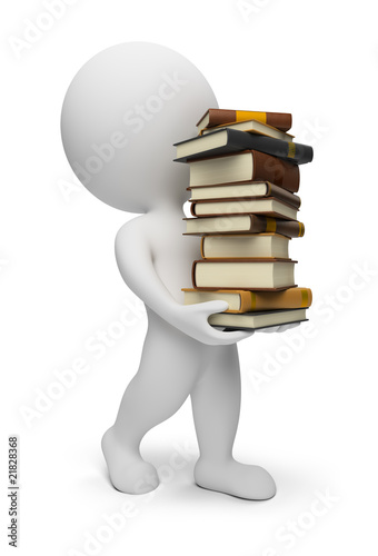 Illustration: 3d small people - carrying books 3d small people - carrying books
