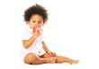 Pretty little girl smelling a flower Pretty little girl smelling a flower