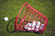 Golf balls bucket on driving range