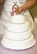 Photo: Pretty Wedding Cake With Rings on Top Pretty Wedding Cake With Rings on Top