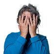 Scared woman hiding