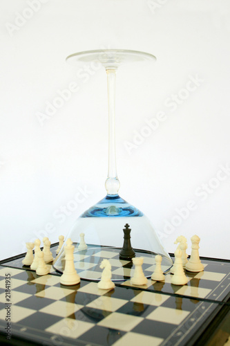Photo: Black king of the chess game protected by a globet Black king of the chess game protected by a globet