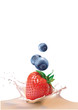 blueberries, strawberries and milk