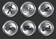 Vektor: Transportation Icon on Metal Internet Button Transportation Icon on Metal Internet Button