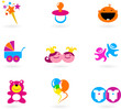 Kids and baby icons and logos
