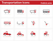 Transportation icons set - Firebrick Series