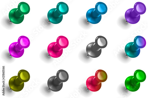 Vektor: Lot de punaise - Couleurs froides Lot de punaise - Couleurs froides