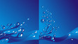 Dark blue background with brilliant water splashes