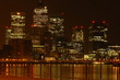 Canary Wharf at night view from Thames Path