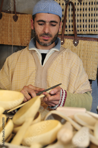 Photo: FInishing Wooden Kitchen Utensils at Market FInishing Wooden Kitchen Utensils at Market
