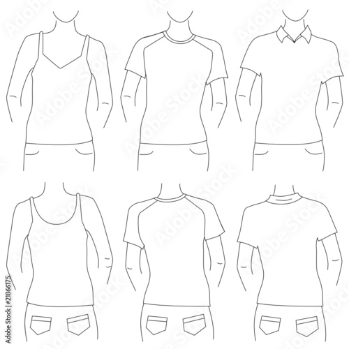 shirt outline front and back. blank t shirt set (front and