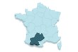 région midi pyrénées 3D ombré détouré fond blanc