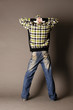 guy worth back in arrested pose