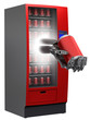 vending machine with cyborg hand and beverage in can