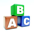 ABC text on the colored boxes ABC text on the colored boxes