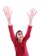 child reaches for the stars