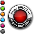 Illustration: Happy birthday button. Happy birthday button.