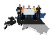 business team with sign on Estonia map flag illustration