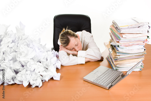 Woman+asleep+on+desk