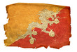 Bhutan flag old, isolated on white background