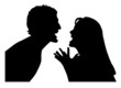 black and white silhouette graphic arguing
