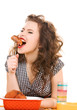 young attractive woman in the kitchen young attractive woman in the kitchen