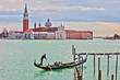 Gondolier in front of San Giorgio Maggiore, Venice