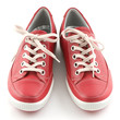 red leather sneakers on white red leather sneakers on white
