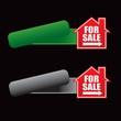 for sale sign tilted green and gray banners