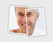 Comparison pictures of child and middle aged face