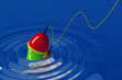 bobber in blue water bobber in blue water