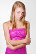 A blonde in pink