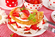 pancakes with strawberry and cream pancakes with strawberry and cream